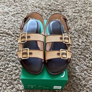 New J.Crew Carson  Made-in-Italy slingback sandals in faux raffia